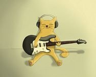 pic for Drawing Of Funny Cat Playing Guitar 
